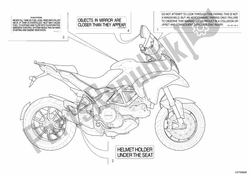 Wszystkie części do Etykiety Ostrzegawcze Ducati Multistrada 1200 ABS USA 2012